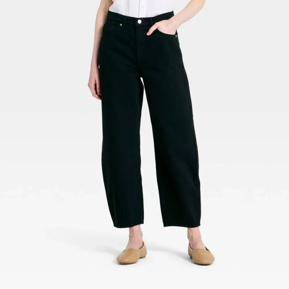Women's High-Rise Easy Barrel Jeans - Universal Thread Black 14